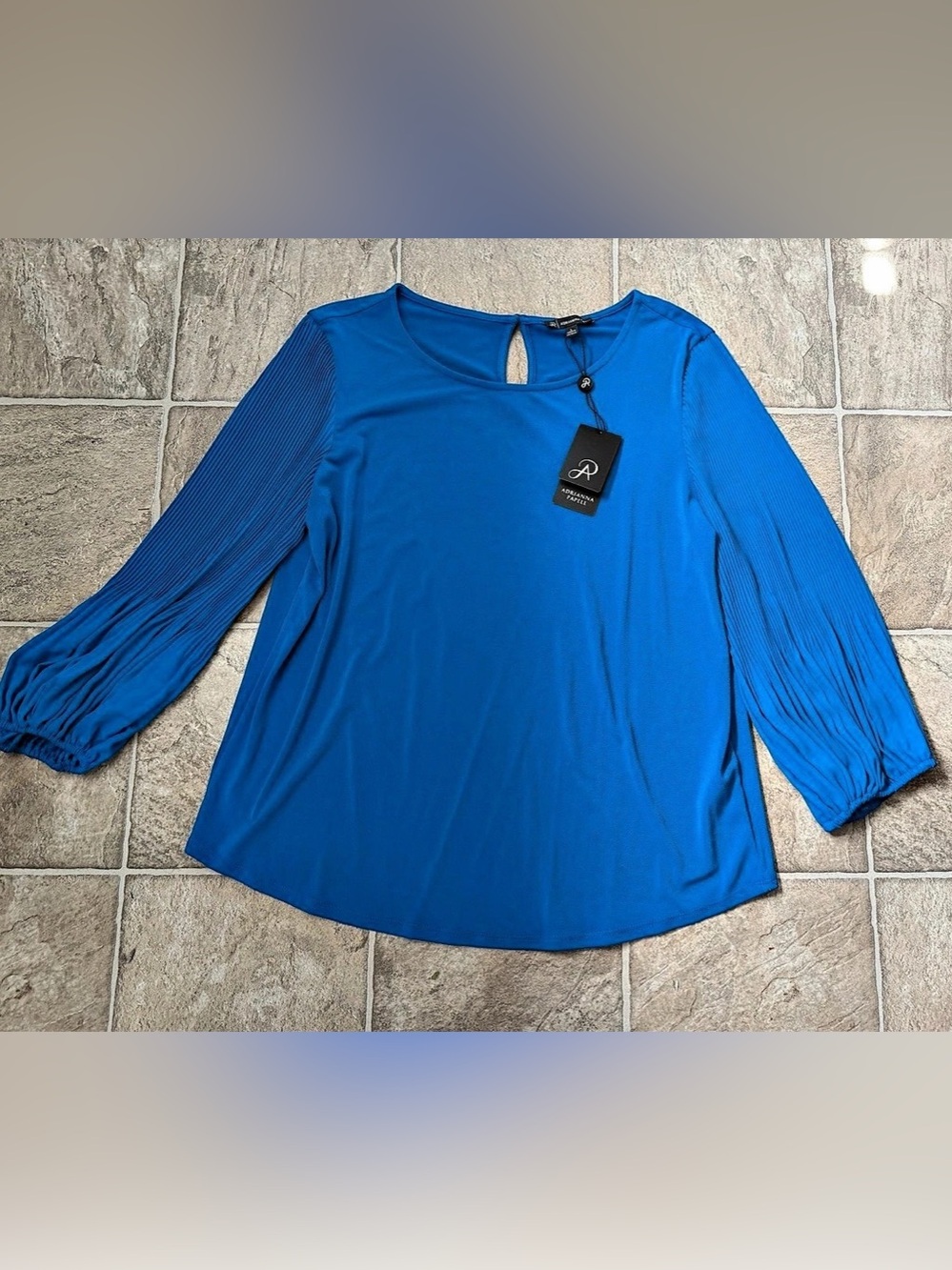 Adrianna Papell Top with Pleated Sleeves- NWT